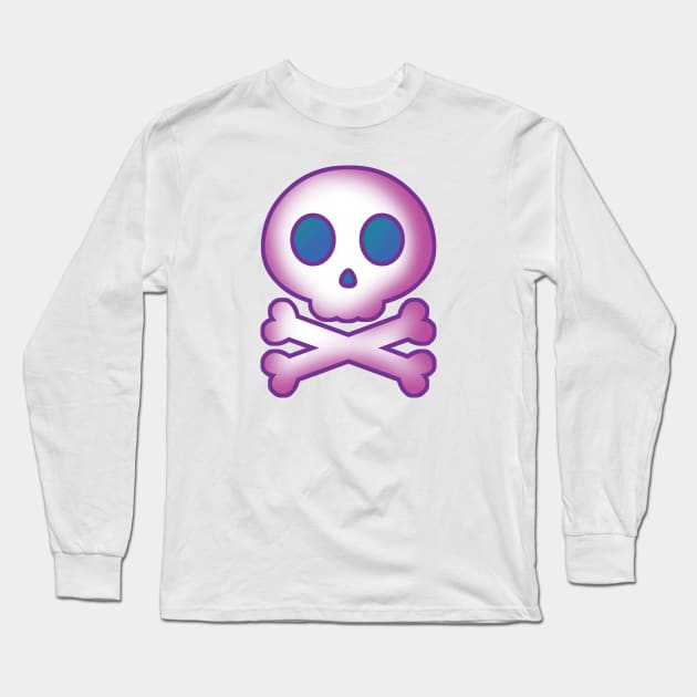 Cute Skull and Crossbones (color) Long Sleeve T-Shirt by PsychicCat